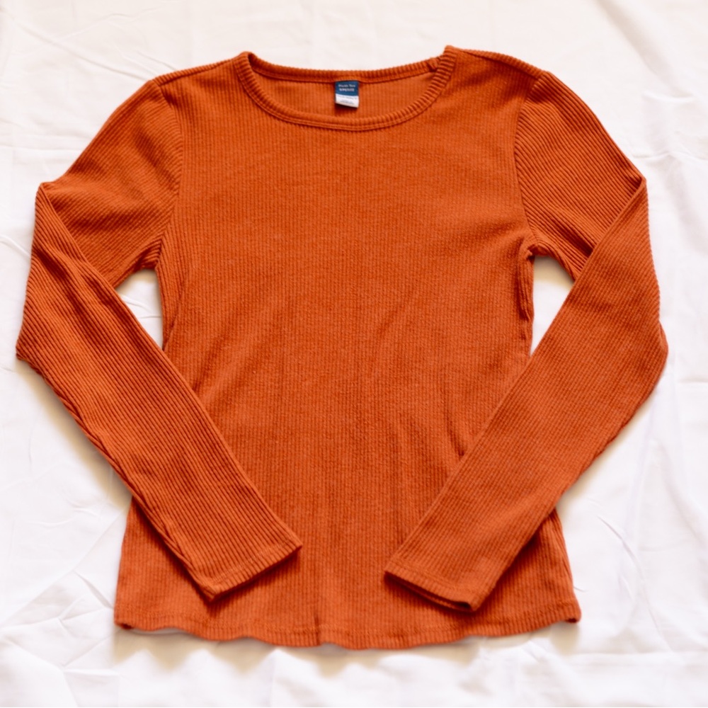Old Navy Rust Long Sleeve Ribbed Top